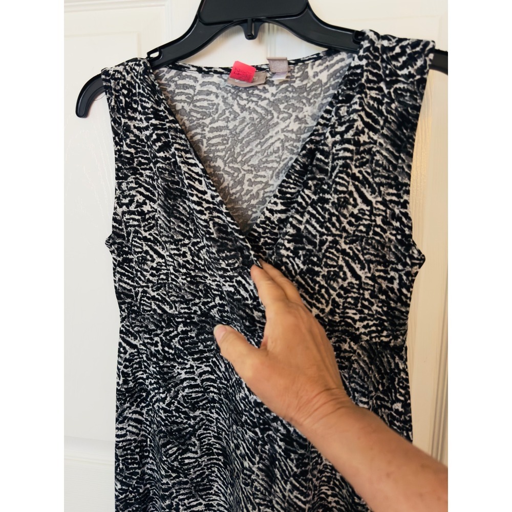 Chico's Maxi Dress Women's Black White Abstract Animal Size 0 Small 4 - Picture 2 of 3